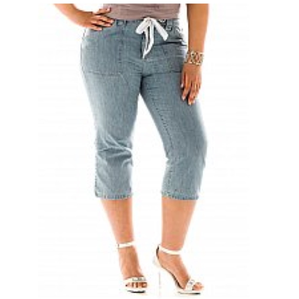 NEW BABY PHAT Y2K Denim Chambray Tie Front Trouser Capri Pants sz 5